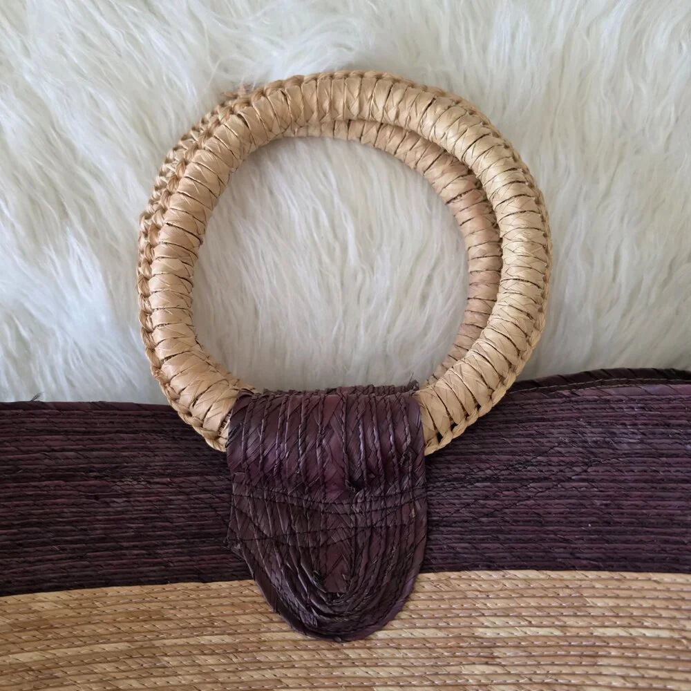 Bohemian Straw Bag Tote Large Colorblock Raffia Resortwear Vacation Beach